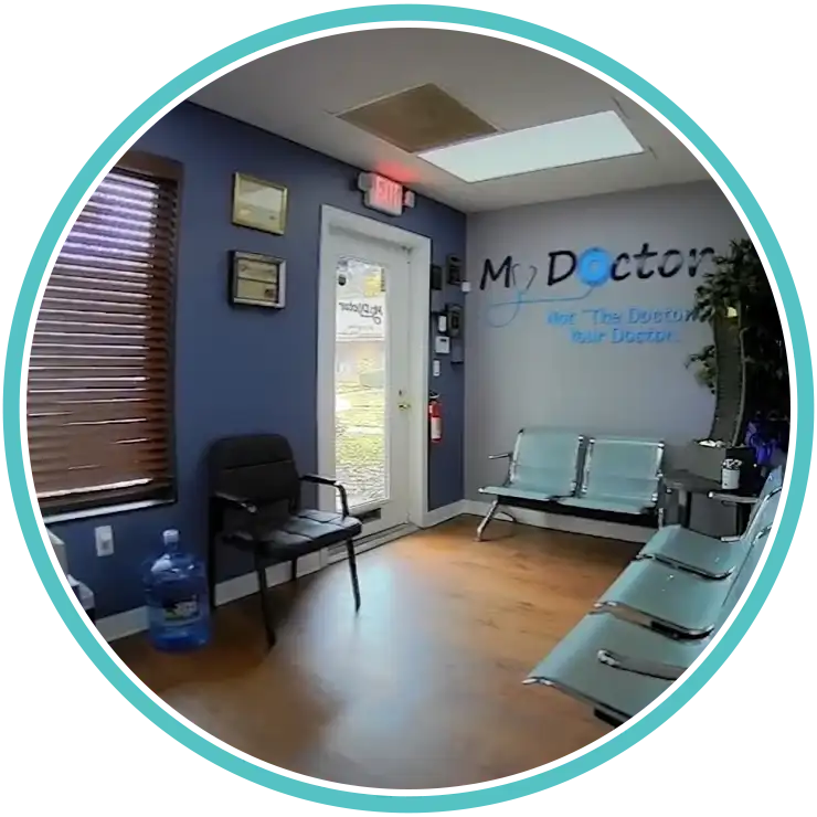 Comfortable waiting area at MyDoctor primary care clinic in Hamilton Township